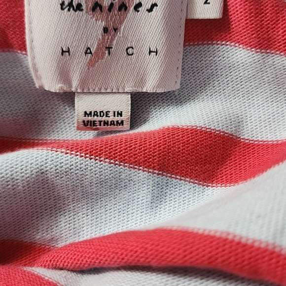 SOLD The Nines by Hatch Maternity Dress Knit Stripes Medium Red Blue Pockets - Picture 6 of 9